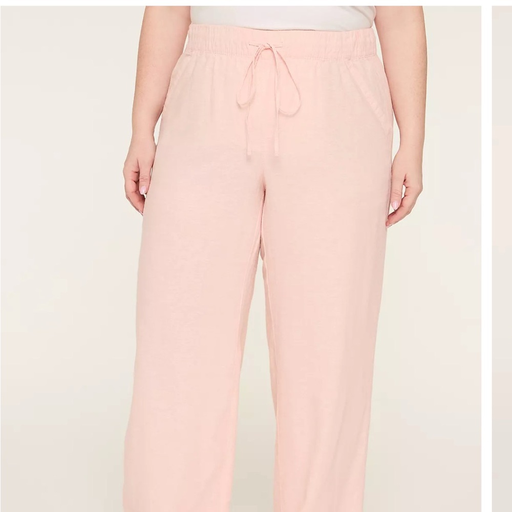 Lane Bryant Peach/Pink Linen Pants Size/ 14 WITH MATCHING TOP (16 CAN WEAR)